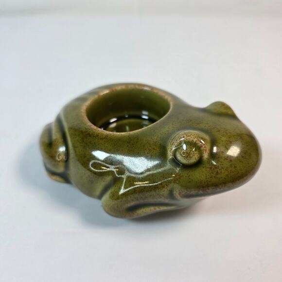 Partylite Frog Votive Candle Holder Green Ceramic Tea Light Retired - Picture 1 of 8